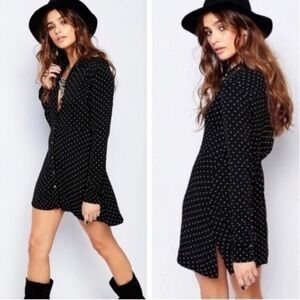 Free People This Town Button Down Retro Mini Dress